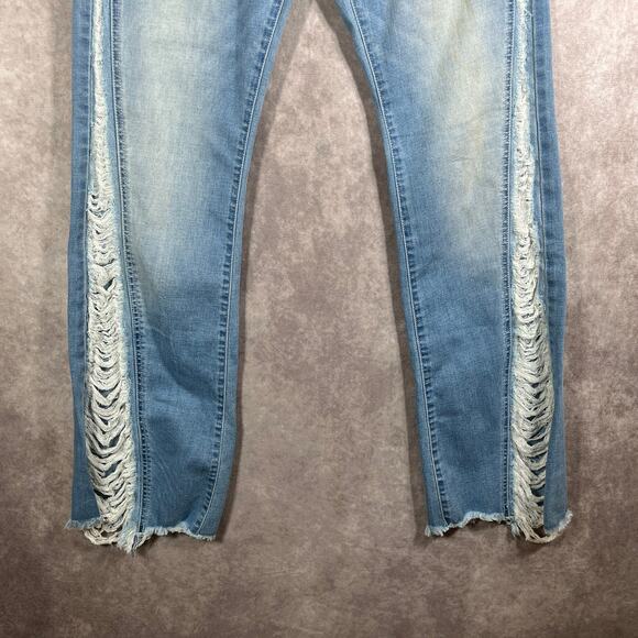 YMI Jeans Womens Size 11/30 Blue Denim High Rise Flare Side Destruction NEW - Picture 4 of 14